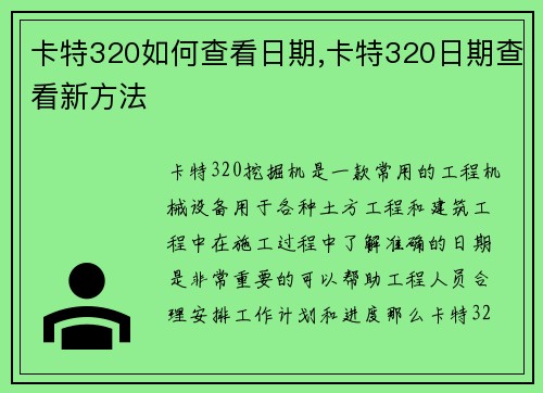 卡特320如何查看日期,卡特320日期查看新方法